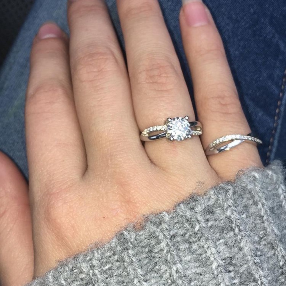 Womans Silver Ring Set / 18K Gold Over Sterling Silver